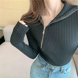 Long-sleeved Knitted Top - WOMONA.COM