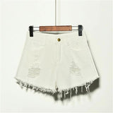 Ripped loose denim shorts - WOMONA.COM
