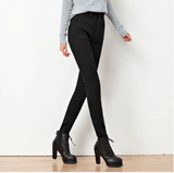 Black Plush Fleece Stretch Jeans - WOMONA.COM
