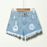 Ripped loose denim shorts - WOMONA.COM