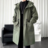 New Windbreaker Long Hooded Jacket Men's - WOMONA.COM
