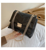 Ladies Leather Flap Chain Bag - WOMONA.COM