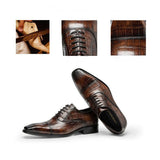 Cowhide Hand Colored Embossed Men's Shoes - WOMONA.COM