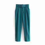 Fashionable Long Pants With Belt - WOMONA.COM