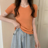 Ice Silk Knit Short Sleeve - WOMONA.COM