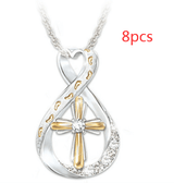 Cross Footprint Diamond Pendant Two Tone - WOMONA.COM