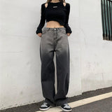 Tide Brand Ins Retro Letters Jeans - WOMONA.COM