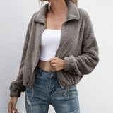 leather bracelet lapel sweater - WOMONA.COM