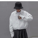 Loose white long sleeve shirt men - WOMONA.COM