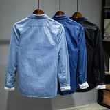 Long-sleeved Denim Shirt Jacket Men - WOMONA.COM