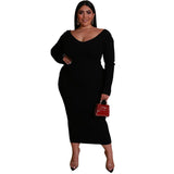 Plus size V-neck dress - WOMONA.COM