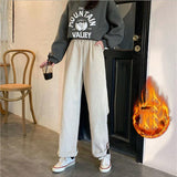Casual Plus Fleece Wide Leg Pants - WOMONA.COM