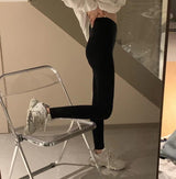 Cross-waist Shark Skin Leggings - WOMONA.COM