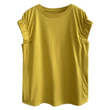 Sleeves And Pleated T-shirts - WOMONA.COM