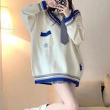 V-neck Knits Preppy Tops - WOMONA.COM