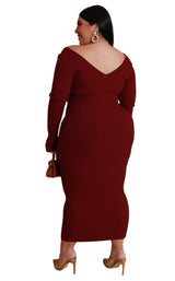 Plus size V-neck dress - WOMONA.COM