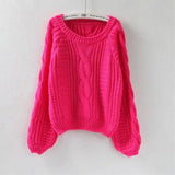 Lantern Sleeve Short Sweater - WOMONA.COM