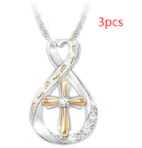 Cross Footprint Diamond Pendant Two Tone - WOMONA.COM