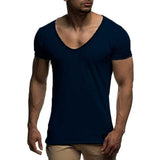 V Neck Short Sleeve Men t Shirt - WOMONA.COM