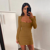 Clavicle Cuff Split Dress - WOMONA.COM
