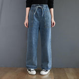 Loose and Versatile High-waisted Plus Size Straight Jeans - WOMONA.COM