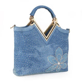 Diamond Flower Denim Bag - WOMONA.COM