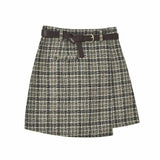 A-line Woolen Plaid Skirt - WOMONA.COM
