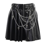 Dark Punk Chain Leather Skirt - WOMONA.COM