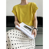 Sleeves And Pleated T-shirts - WOMONA.COM