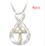 Cross Footprint Diamond Pendant Two Tone - WOMONA.COM