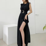 Slit Wide Leg Jumpsuit - WOMONA.COM