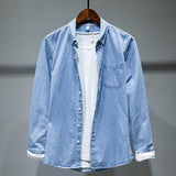 Long-sleeved Denim Shirt Jacket Men - WOMONA.COM