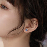 Aqua Blue Cat Small Earrings - WOMONA.COM