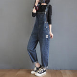 Women's Loose Ninth Plus Size Denim Overalls - WOMONA.COM