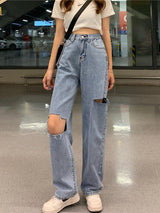 Wide Leg Loose Straight Pants - WOMONA.COM