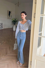 Hot Girl Design Short Long Sleeve Top Women - WOMONA.COM