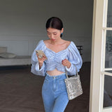 Hot Girl Design Short Long Sleeve Top Women - WOMONA.COM