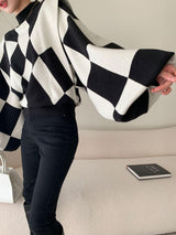 Black Diamond Lantern Sleeve Sweater - WOMONA.COM