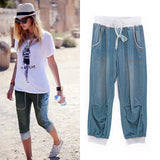 European And American Plus Size Women's Ribbed Jeans - WOMONA.COM