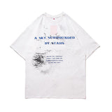 Starry Sky Letter Printed Short-sleeved T-shirt Men - WOMONA.COM