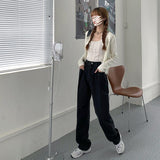 Wide Leg Denim Mopping Pants - WOMONA.COM