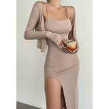 Black Word-neck Suspender Dress - WOMONA.COM