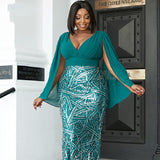 Missord V Neck Contrast Sequin PlUS SIZE Women - WOMONA.COM
