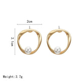 Personality Irregular Round Pearl Earrings - WOMONA.COM
