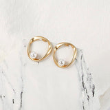 Personality Irregular Round Pearl Earrings - WOMONA.COM
