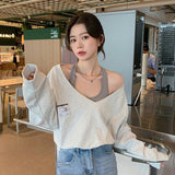 Fake Two-piece V-neck Sweater - WOMONA.COM