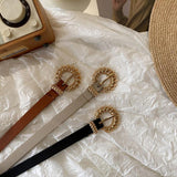 Woven Buckle Thin Belt - WOMONA.COM