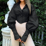 Slim cropped Blouse - WOMONA.COM