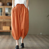 Cotton And Linen Harem Pants Casual Straight Leg Pants - WOMONA.COM