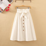 Literary A-line Over-the-Knee Skirt - WOMONA.COM